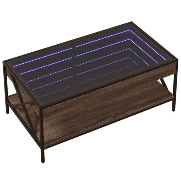 Soffbord med Infinity LEDs brun ek 90x50x38 cm