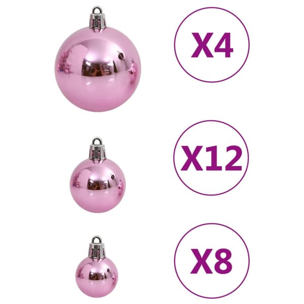 Julgranskulor 111 delar rosa polystyren