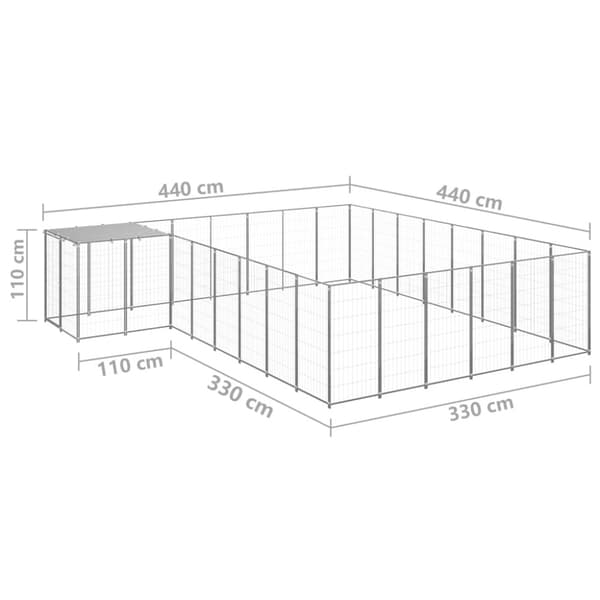 Hundgård silver 15,73 m² stål