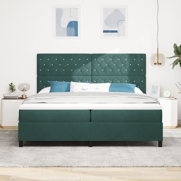 Bäddfjäder med madrass Mörkgrön 200 x 200 cm Sammet