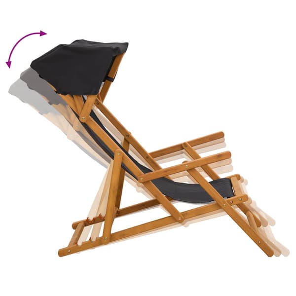 Deck Chair 2 st 3 Position Massiv Eukalyptus Trä Svart