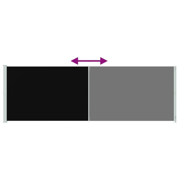 Infällbar sidomarkis 200x600 cm svart