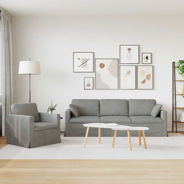 Soffset 2 pcs Ljusgrå 228 x 78 x 80 cm Sammet