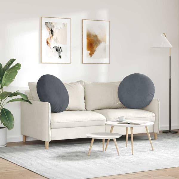 Sittkuddar 2 pcs Mörkgrå Ø60 x 21 cm Sammet