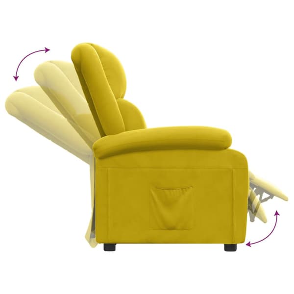 Reclinerfåtölj gul sammet