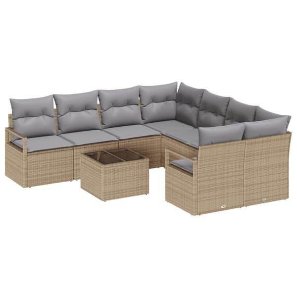 Soffset med kudde 9 pcs Beige och Grå konstrotting