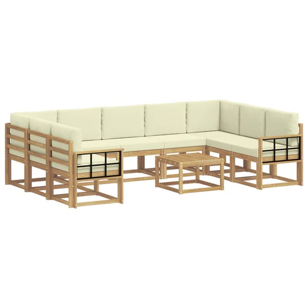 Utomhussoffset 10 pcs Vit och grädde 59 x 59 x 37 cm Polyester