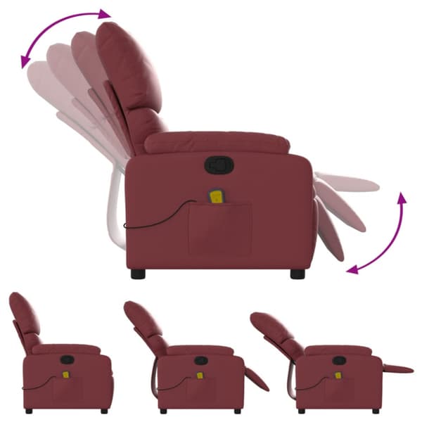 Massagefåtölj vinröd konstläder