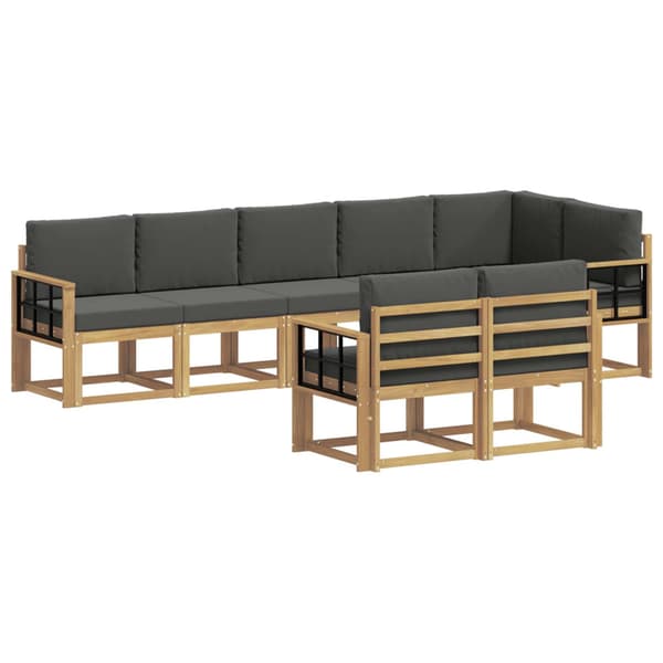 Utomhussoffset med kudde 8 pcs Vit och antracit Polyester