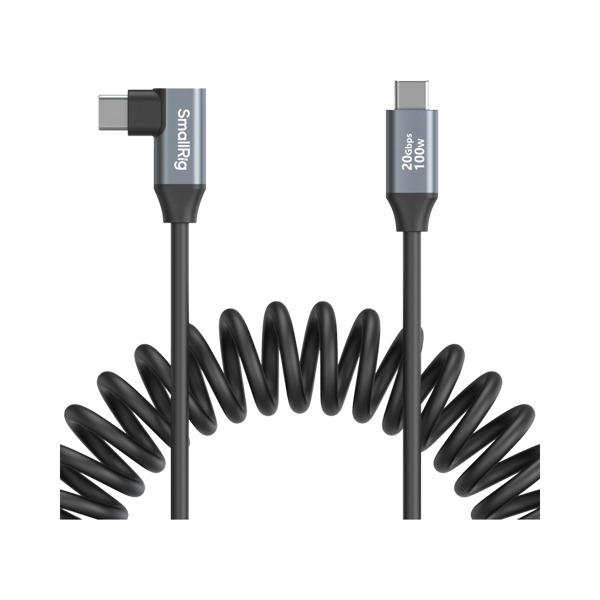 SmallRig 4792 USB-C Straight to USB-C Angled Coiled Data Cable