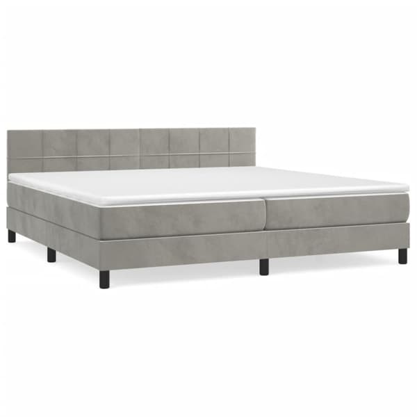 Ramsäng med madrass ljusgrå 200x200 cm sammet