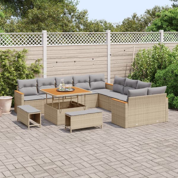 Trädgårdsoffset 13 pcs Beige konstrotting