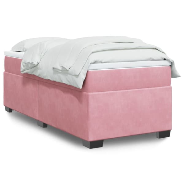 Ramsäng med madrass rosa 90x200 cm sammet