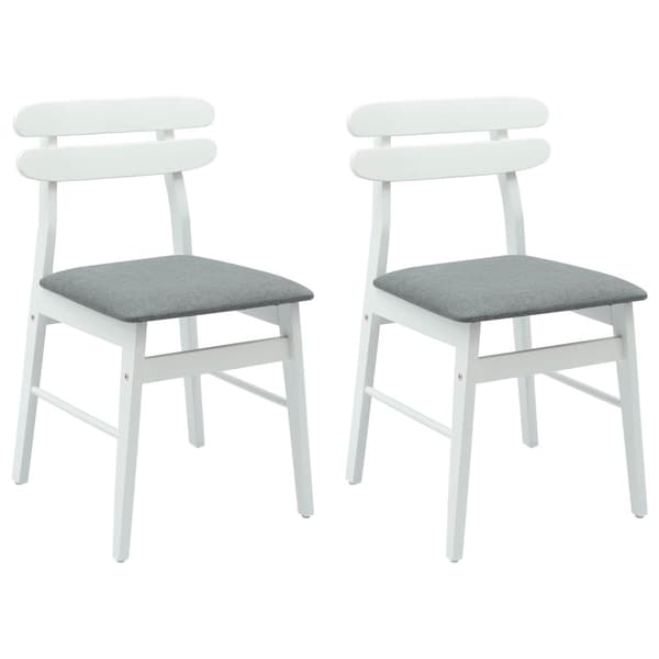 Matstol 2 pcs Vitt och Grått Massiv Gummiträ