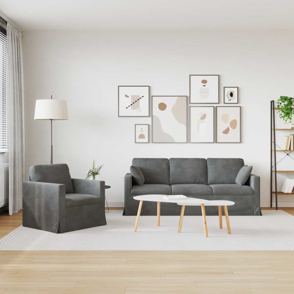 Soffset 2 pcs Mörkgrå 198 x 78 x 80 cm Sammet