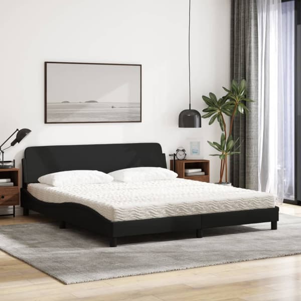 Bed with Mattress "Dover" Black 180x200 cm Fabric
