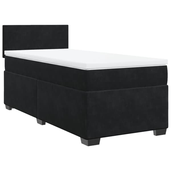 Ramsäng med madrass svart 100x200 cm sammet