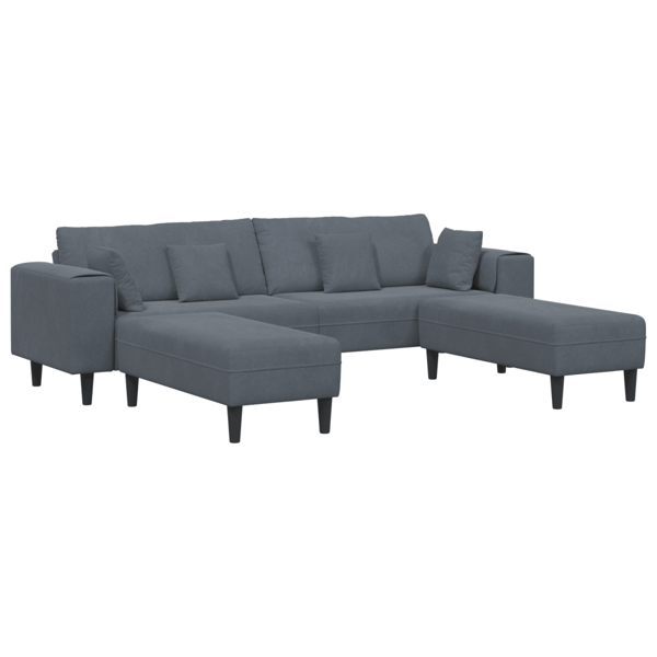 Soffa 3 pcs Mörkgrå 250 x 188 x 76 cm Sammet
