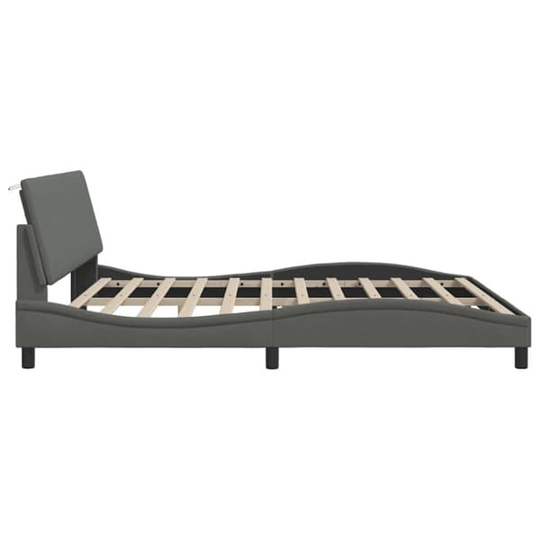 Bed Frame without Mattress "Hanko" Dark Grey 200x200 cm Fabric