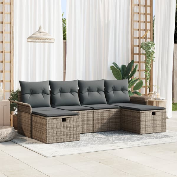 Trädgårdsoffset 6 st Poly rattan