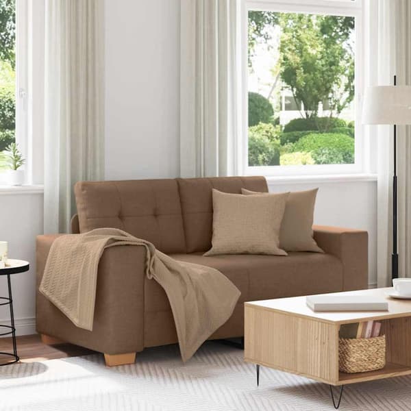 Tvåsitssoffa brun 160x77x82 cm tyg