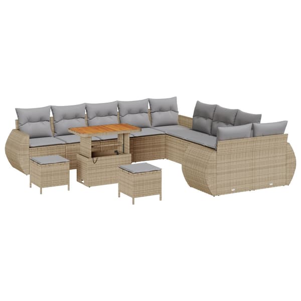 Trädgårdsoffset 13 pcs Beige konstrotting