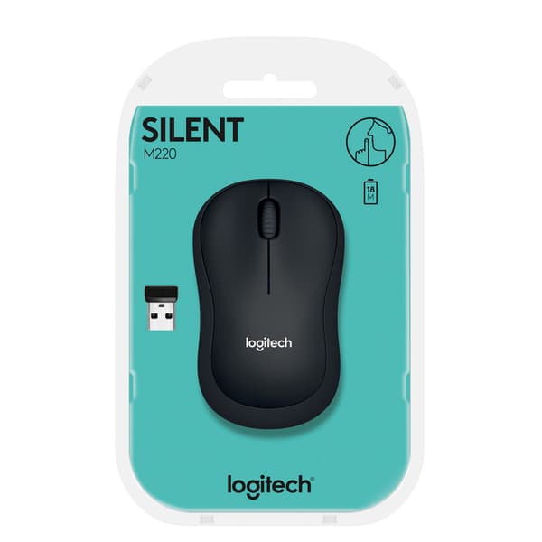 Logitech M220 Silent - mus - 2.4 GHz - träkol