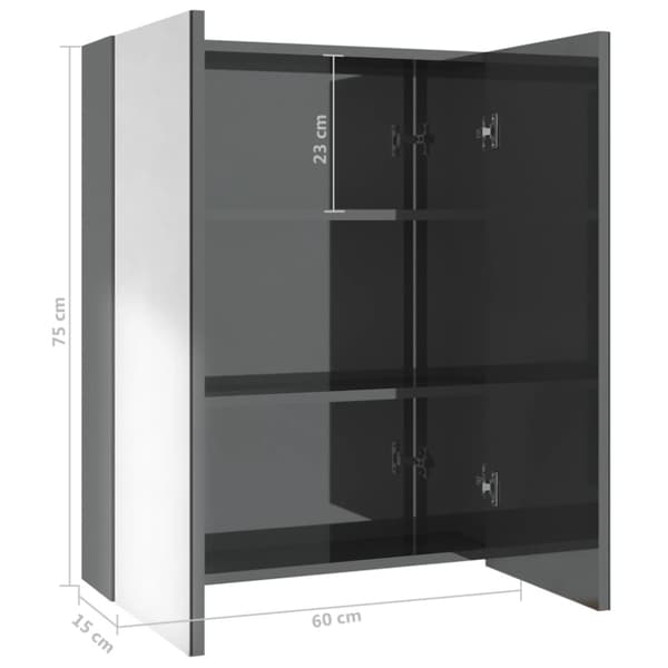 Spegelskåp för badrum grå 60x15x75 cm MDF
