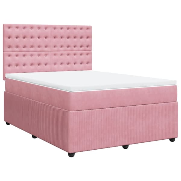 Ramsäng med madrass rosa 140x200 cm sammet