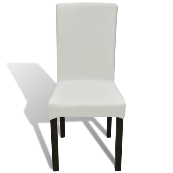 Stolsöverdrag rak modell stretch 6 st gräddvit