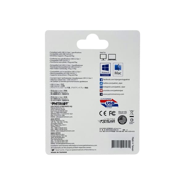 Patriot Supersonic Rage Lite - USB flash-enhet - 128 GB