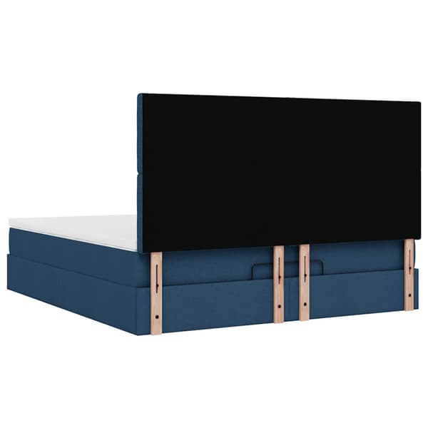 Ottoman sängram med madrass blå 180x200 cm tyg