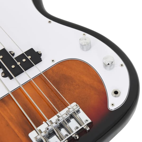 Elektrisk basgitarr för nybörjare med väska brun&vit 4/4 46"