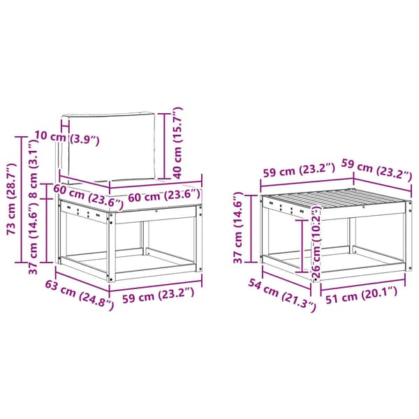 Utomhussoffset 5 pcs Vit och ljusgrå 59 x 59 x 37 cm Polyester