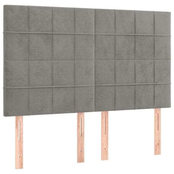 Sänggavel ljusgrå 144x5x118/128 cm sammet
