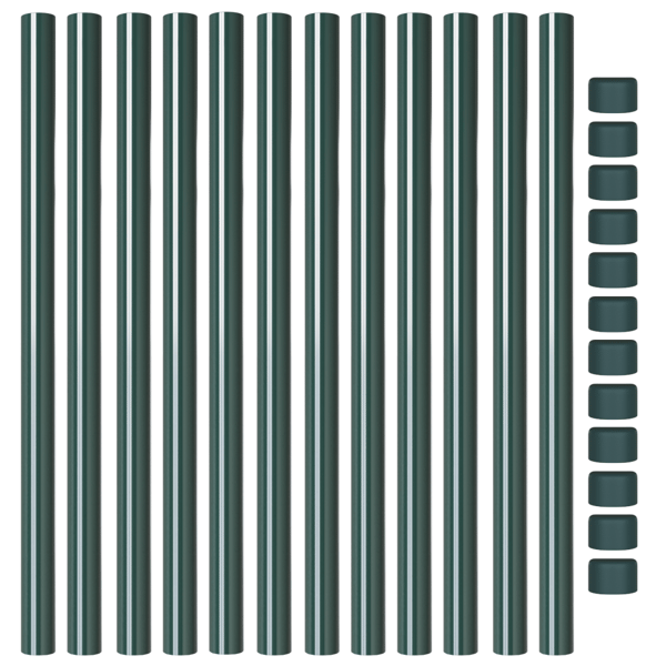 Stängselstolpe 12 pcs Grön 80 cm Pulverlackerad stål