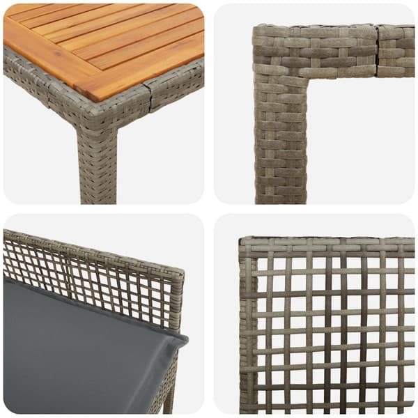 Trädgårdsmöbelset 3 pcs Grå konstrotting