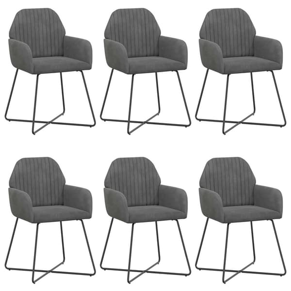 Matstolar 6 pcs Sammet Mörkgrå 55 x 50 x 84 cm