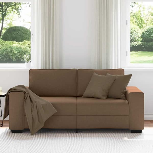 2-sitssoffa brun 180x77x82 cm tyg