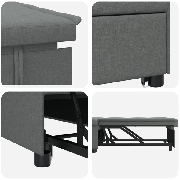 Pull Out Sofa Bed Mörkgrå 194 x 50 x 82 cm tyg