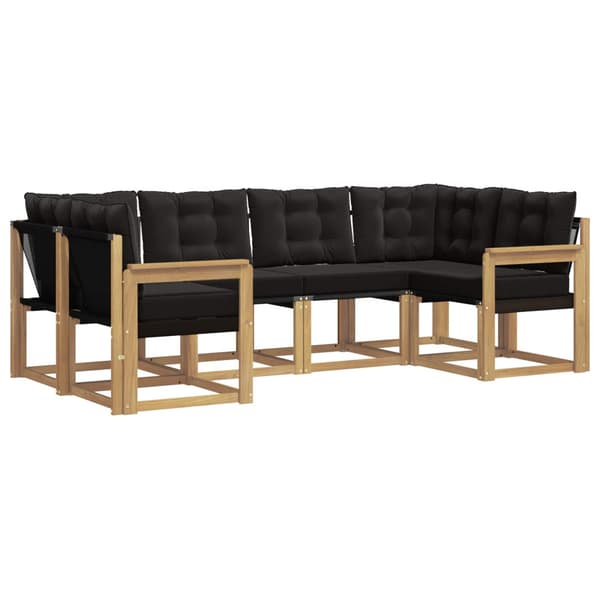 Utomhussoffset med kudde 6 pcs Vit och svart