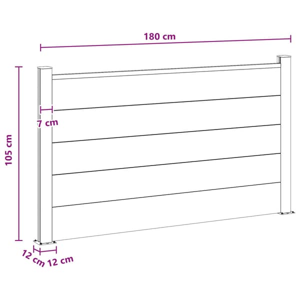Stängselpanel WPC och aluminium Grå