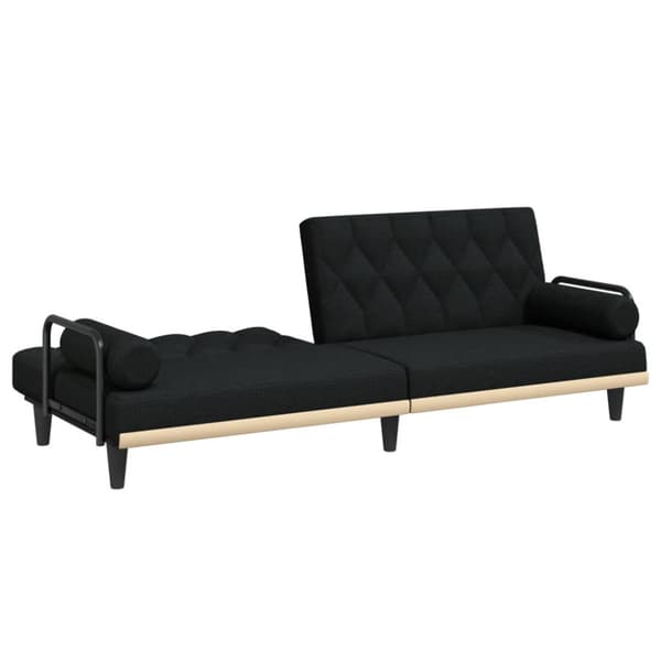 Bäddsoffa med armstöd svart tyg
