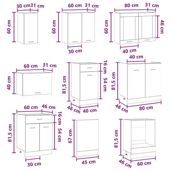 Köksenhet Lyon 8 pcs Konstruerat trä