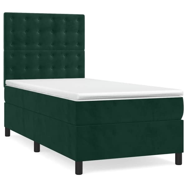 Ramsäng med madrass mörkgrön 100x200 cm sammet