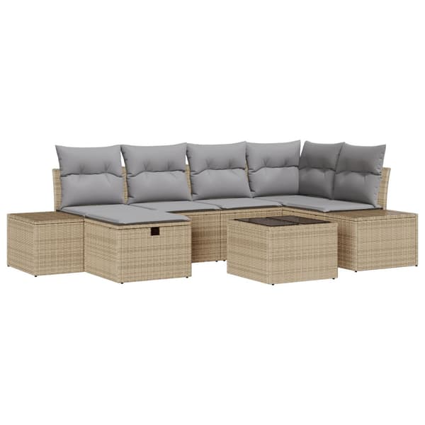 Trädgårdsoffset 7 st Beige konstrotting
