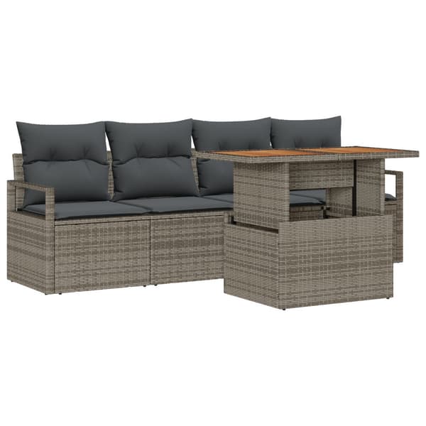 Trädgårdsoffset med lagring 5 pcs Grå Poly rattan