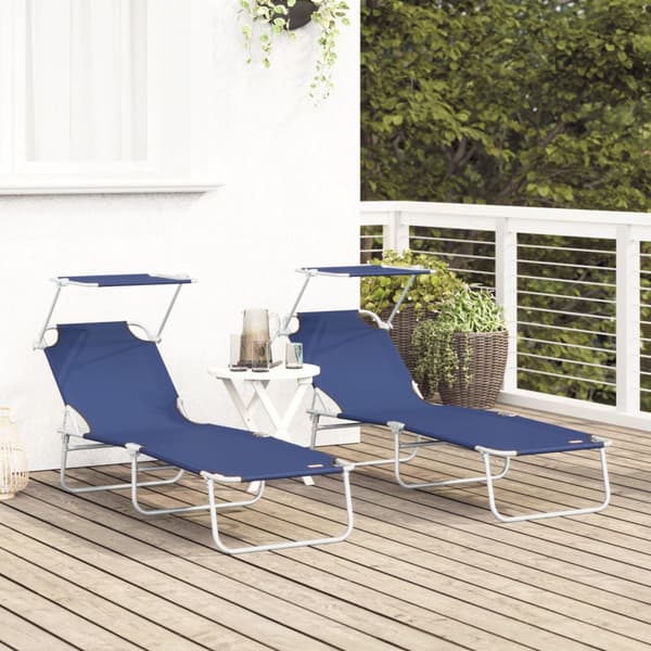 Solstol 2 pcs Blå 58 x 188 x 77cm Polyester