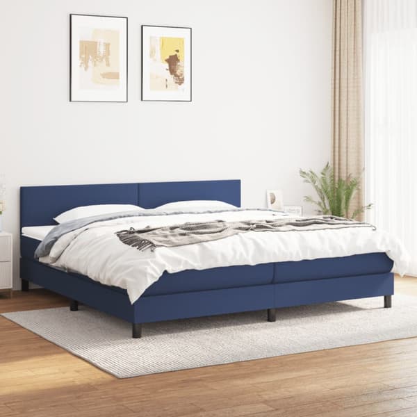 Ramsäng med madrass blå 200x200 cm tyg