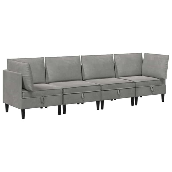 Möbelset för vardagsrummet med kudde 4 pcs Ljusgrå Sammet